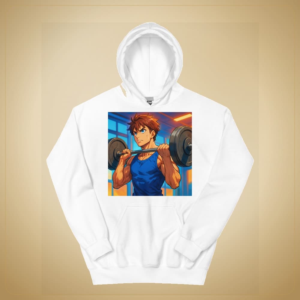 White StorieVerse hoodie front print mockup
